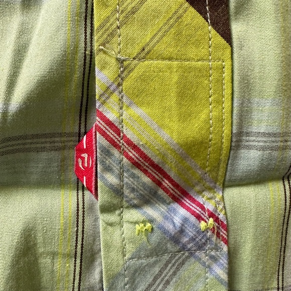 Vintage Pepe Jeans London NWT mens shirt plaid chartreuse green Orig Tags unworn - Picture 6 of 8